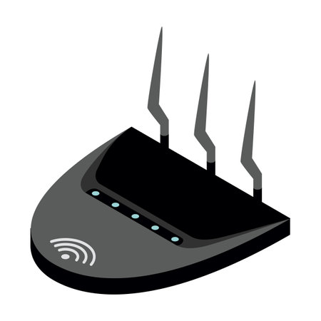 Router isometric icon. Vector wifi router, internet modem for web design isolated on white backgroundのイラスト素材