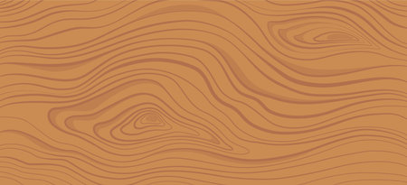 Wood texture. Brown wooden plank, cutting board, floor or table surface. Striped fiber textured background. Retro tree surface patternのイラスト素材