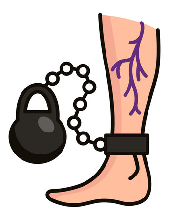 Varicose treatment icon. Violation of circulatory system. Vascular disease diagnostic. Venous insufficiency medical disease. Vector illustrationのイラスト素材
