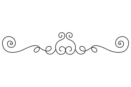 Flourish calligraphic design element. Page decoration symbol to embellish your layout. Linear of vintage swirlのイラスト素材