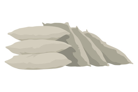 Building material. Building bags. Cartoon supplies for buildings works. Construction concept. Illustration can be used for construction sites or illustrate renovation worksのイラスト素材