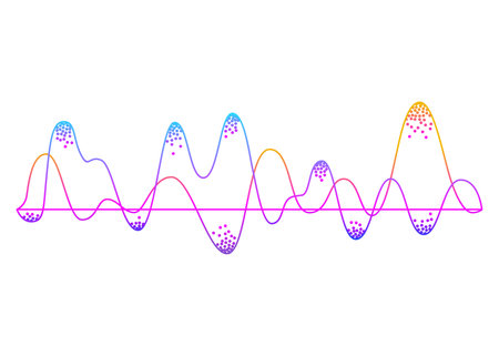 Color sound wave. Audio digital equalizer technology, musical pulse vector Illustration. Voice line...