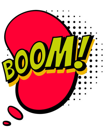 Comic colored hand drawn speech bubble. Retro cartoon sticker. Funny design vector item...