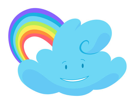 Cute weather icon. Emotional weather forecast. Cute cloudのイラスト素材