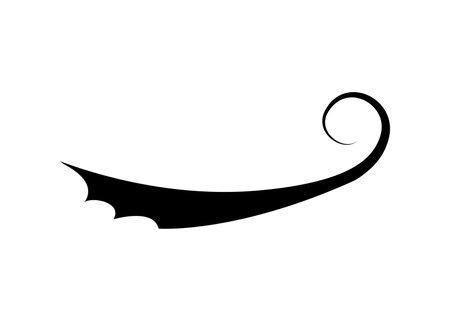 Swoosh typography text tail shape. Calligraphic decoration swish symbol. Retro underline, black stroke or ornament design vector illustrationのイラスト素材