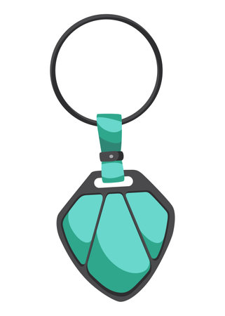 Keychain or keyholder icon. Cartoon color key ring, chain round holder or metal trinket. Modern keys pendant. Home rental or real estate concept. Vector illustrationのイラスト素材