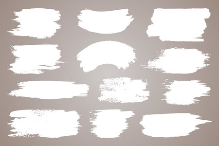 Abstract vector paint set. Isolated grunge elements for paper design. Ink paint brush stains or spots on light backgroundのイラスト素材