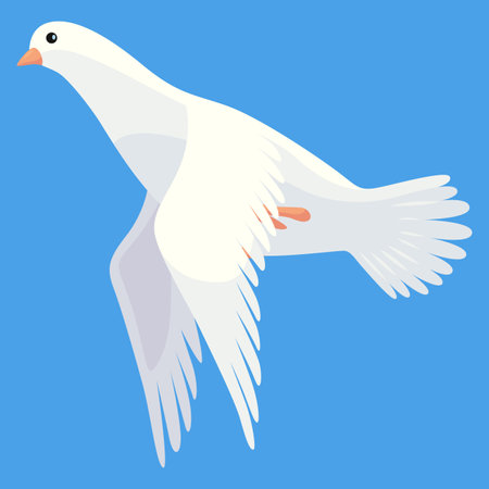 Pigeon animation. Bird motion wings in heaven. Flying migratory pigeon, cartoon vector illustration. Bird dove animation elementのイラスト素材
