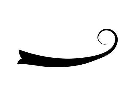 Swoosh typography text tail shape. Calligraphic decoration swish symbol. Retro underline, black stroke or ornament design vector illustrationのイラスト素材