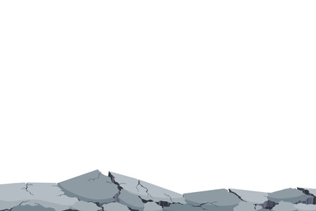 Earthquake destruction cracked the ground. Natural disasters. City panorama with damaged road. Urban ruined landscape vector illustrationのイラスト素材