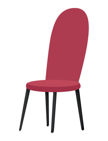 Restaurant interior design element for cartoon scene. Red armchair. Empty restaurant room fancy decoration item. Modern vector illustration in flat designのイラスト素材