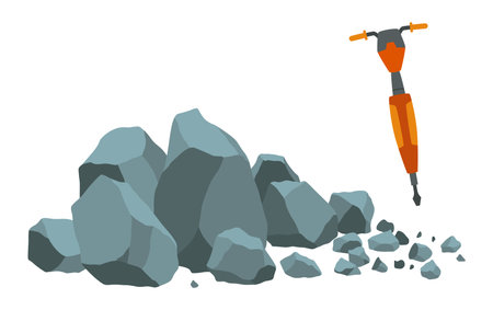 Building material. Heap of gravel. Cartoon supplies for buildings works. Construction concept. Illustration can be used for construction sites or illustrate renovation worksのイラスト素材