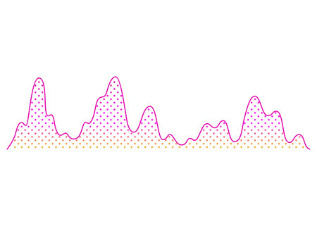 Color sound wave. Audio digital equalizer technology, musical pulse vector Illustration. Voice line waveform or volume level symbol. Curve radio waveのイラスト素材