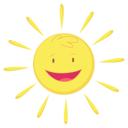 Cute weather icon. Emotional weather forecast. Cute sunのイラスト素材