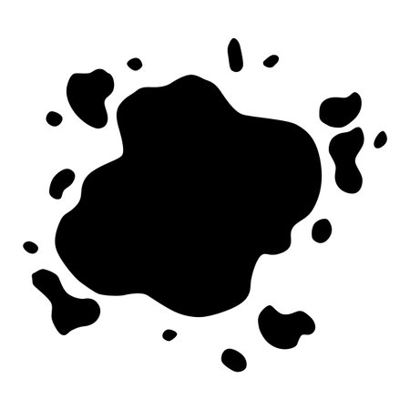 Paint blot icon. Splash for design use. Colorful grunge shape. Dirty stain or silhouette. Black ink splashのイラスト素材