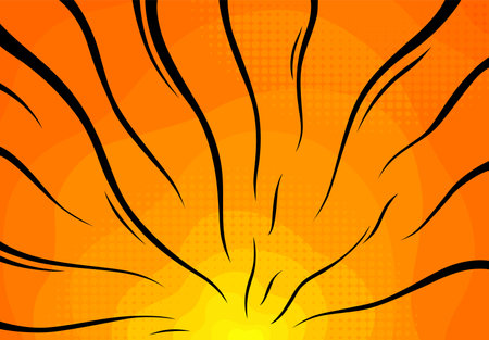 Sunset comic background. Bright pop art with halftone color. Comics book cartoon, magazine cover. Funny retro pattern strip mock up illustrationのイラスト素材