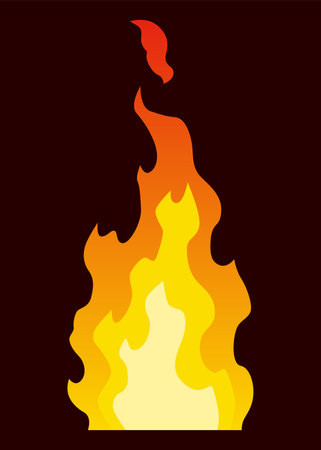 Fire animation sprite. Red and orange fire flame. Hot flaming element for game animation. Vector icon in cartoon styleのイラスト素材