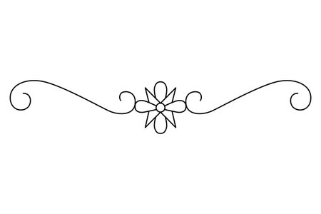 Flourish calligraphic design element. Page decoration symbol to embellish your layout. Linear of vintage swirlのイラスト素材