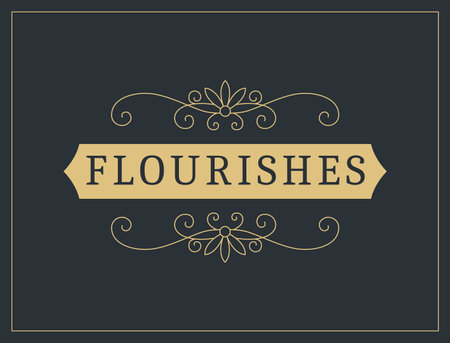 Flourishes calligraphic vintage ornamental background. Vector luxury invitation, restaurant menu or royalty certificate. Golden ornate page with swirls and vignettes elementsのイラスト素材
