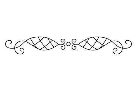 Flourish calligraphic design element. Page decoration symbol to embellish your layout. Linear of vintage swirlのイラスト素材