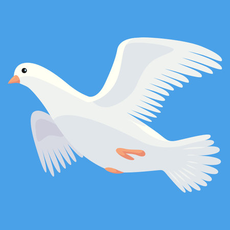 Pigeon animation. Bird motion wings in heaven. Flying migratory pigeon, cartoon vector illustration. Bird dove animation elementのイラスト素材
