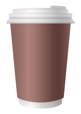 Coffee cup with place for lettering. Coffee to go. Hot street drinks, cardboard packaging plastic capのイラスト素材