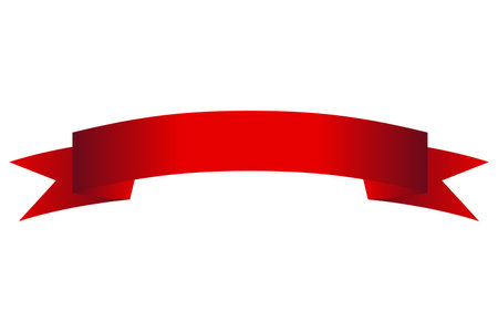 Heraldic red ribbon banner. Flag, decorative element, label or streamer. Vector illustration isolated on white backgroundのイラスト素材