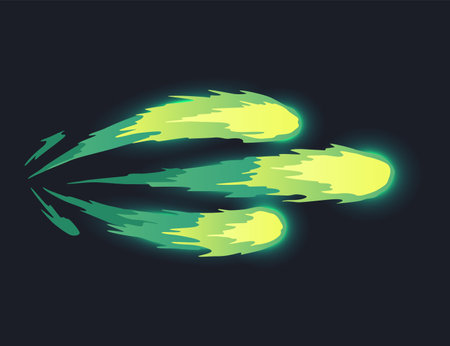 Cartoon laser gun beam. Alien combat weapon rays. Futuristic shot effect. Destructive plasma flow. Bomb blaster attack explosion. Vector game elementのイラスト素材