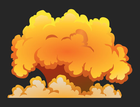 Explosion animation effect for game. Burst explosion in cartoon style. Bomb or bang. Vector isolated illustrationのイラスト素材