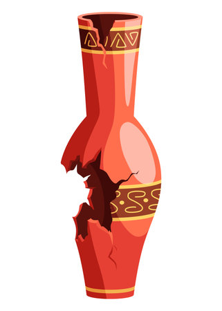 Archeology icon. Ancient artifact, graphic element of antiquity for mobile game, amphora object. Greek or egypt archaeology vector illustrationのイラスト素材