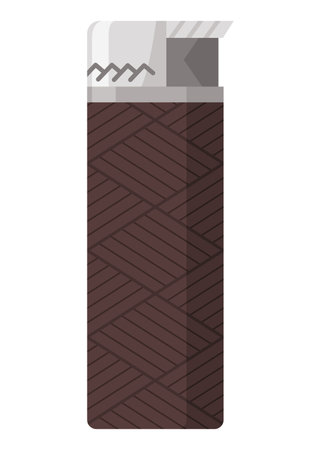 Gasoline lighter. Plastic petrol cheap tool to Ignite gas kitchen oven, fireplace or bonfire, light fire flame. Accessorie. Cartoon vector illustrationのイラスト素材