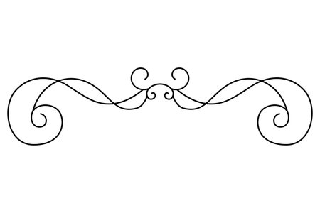 Flourish calligraphic design element. Page decoration symbol to embellish your layout. Linear of vintage swirlのイラスト素材