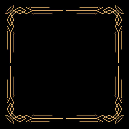 Art deco frame. Artwork graphic pattern. Creative template of wedding invitation background. Vintage retro style banner or label design. Vector design objectのイラスト素材