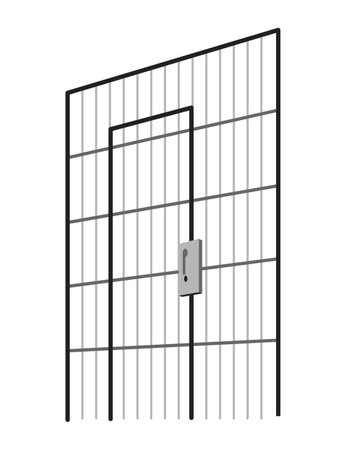 Police station building interior without employees, staff. Concept jail area, attacker imprison cell. Vector illustration in cartoon styleのイラスト素材