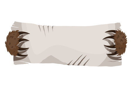 Monsters hands holding banner. Characters paws, creepy fingers with talons holding banner. Cartoon vector designのイラスト素材
