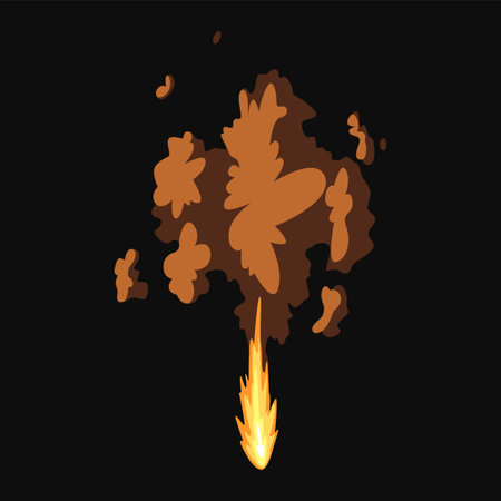 Gun flashe or gunshot animation. Fire explosion effect during the shot with the gun. Cartoon flash effect of bullet start. Shotgun fire, muzzle flash and explodeのイラスト素材