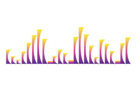 Color sound wave. Audio digital equalizer technology, musical pulse vector Illustration. Voice line waveform or volume level symbol. Curve radio waveのイラスト素材