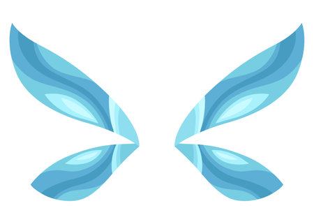 Cartoon wings of fairy creatures, fantasy characters and animals. Wings pairs with colorful cover designs. Isolated cartoon vector illustrationのイラスト素材
