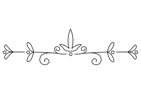 Flourish calligraphic design element. Page decoration symbol to embellish your layout. Linear of vintage swirlのイラスト素材