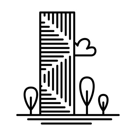 City buildings line icon. Office building, apartment house, business area. Urban life concept. Can be used for topics like town, big city, architecture or logoのイラスト素材