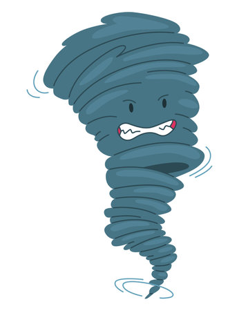 Cute weather icon set. Emotional weather forecast. Cute tornadoのイラスト素材
