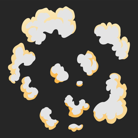 Explosion animation effect for game. Burst explosion in cartoon style. Bomb or bang. Vector isolated illustrationのイラスト素材
