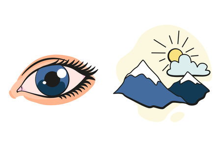 Cartoon sensory organ icon. Eye. Human senses education concept. Vector illustration isolated on white backgroundのイラスト素材