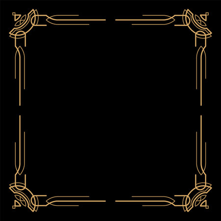 Art deco frame. Artwork graphic pattern. Creative template of wedding invitation background. Vintage retro style banner or label design. Vector design objectのイラスト素材
