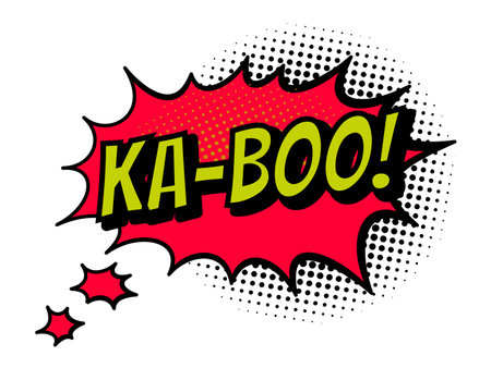 Comics book speech bubble. Colored hand drawn retro cartoon sticker. Comic text sound effects in pop art style. Funny design vector symbolのイラスト素材