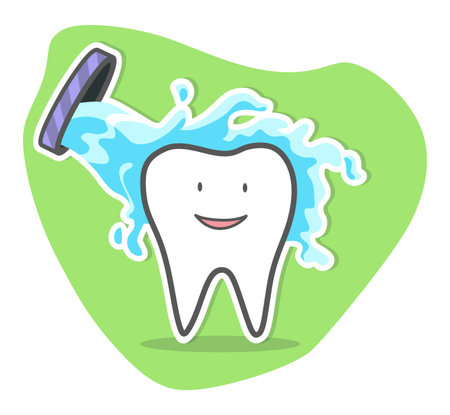 Teeth care and hygiene concept. Healthy happy teeth. Vector illustrationのイラスト素材