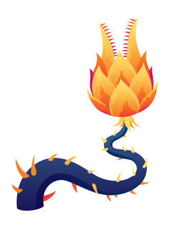 Carnivorous plant. Cartoon flytrap or flower predator. Angry flower monster plant icon. Vector illustrationのイラスト素材