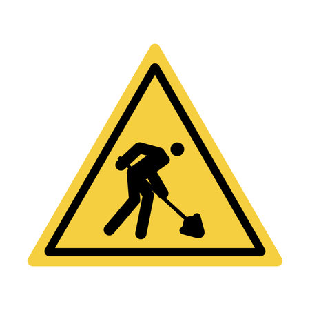 Danger warning board icon. Caution and dangerous area. Yellow sign for safety, hazard shock. Keep out caution warning and risk zone. Vector cartoon illustrationのイラスト素材