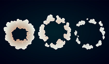 Explosion animation. Animation for game of the explosion effect. Cartoon animation for game. Exploding effect frames. Hand drawn vector illustrationのイラスト素材