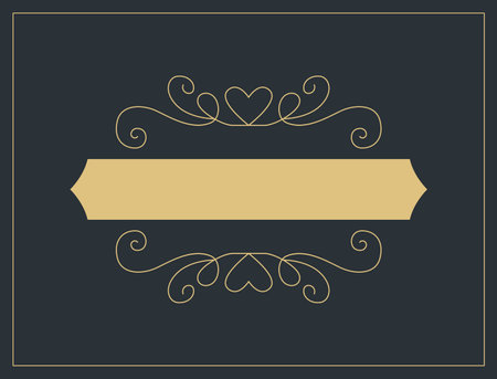 Flourishes calligraphic vintage ornamental background. Vector luxury invitation, restaurant menu or royalty certificate. Golden ornate page with swirls and vignettes elementsのイラスト素材